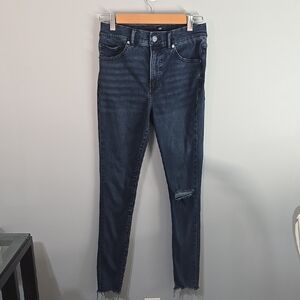 Express Jeans Women's Size 6 Long 6L Dark Blue Skinny High Rise Jeans